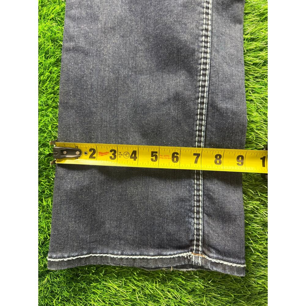 Adiktd Jeans Womens 8 W30 L35 Bootcut Dark Wash Fleur De Lis Studded Y2K Western - Picture 13 of 16